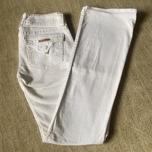 Hudson White flare wide leg low rise jeans